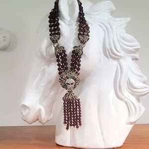 Elegant Cranberry Color Change Glass Beaded Necklace